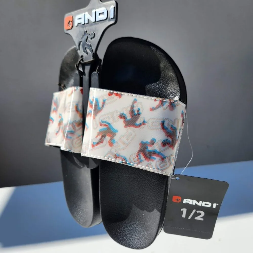 NEW And1 Size 1 Size 2 Youth Boys Basketball Slide Sandal Sandals Slides shoes H